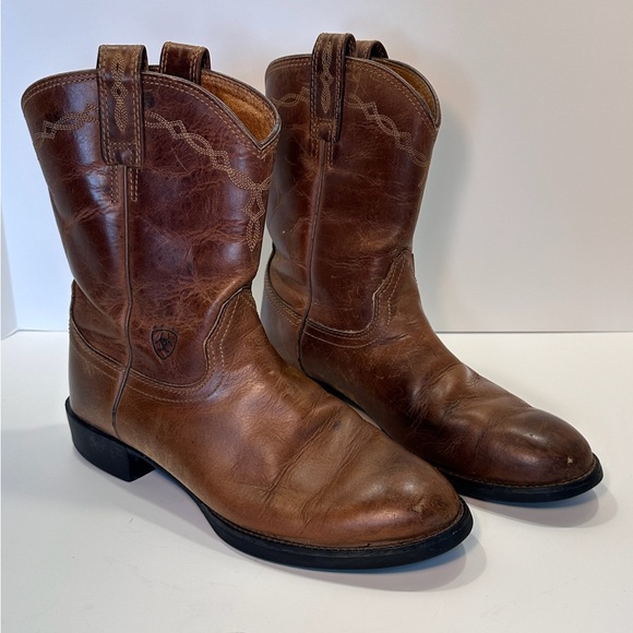 Ariat Classic Brown Leather Cowboy Boots man’s size 8.5 M - Picture 13 of 15